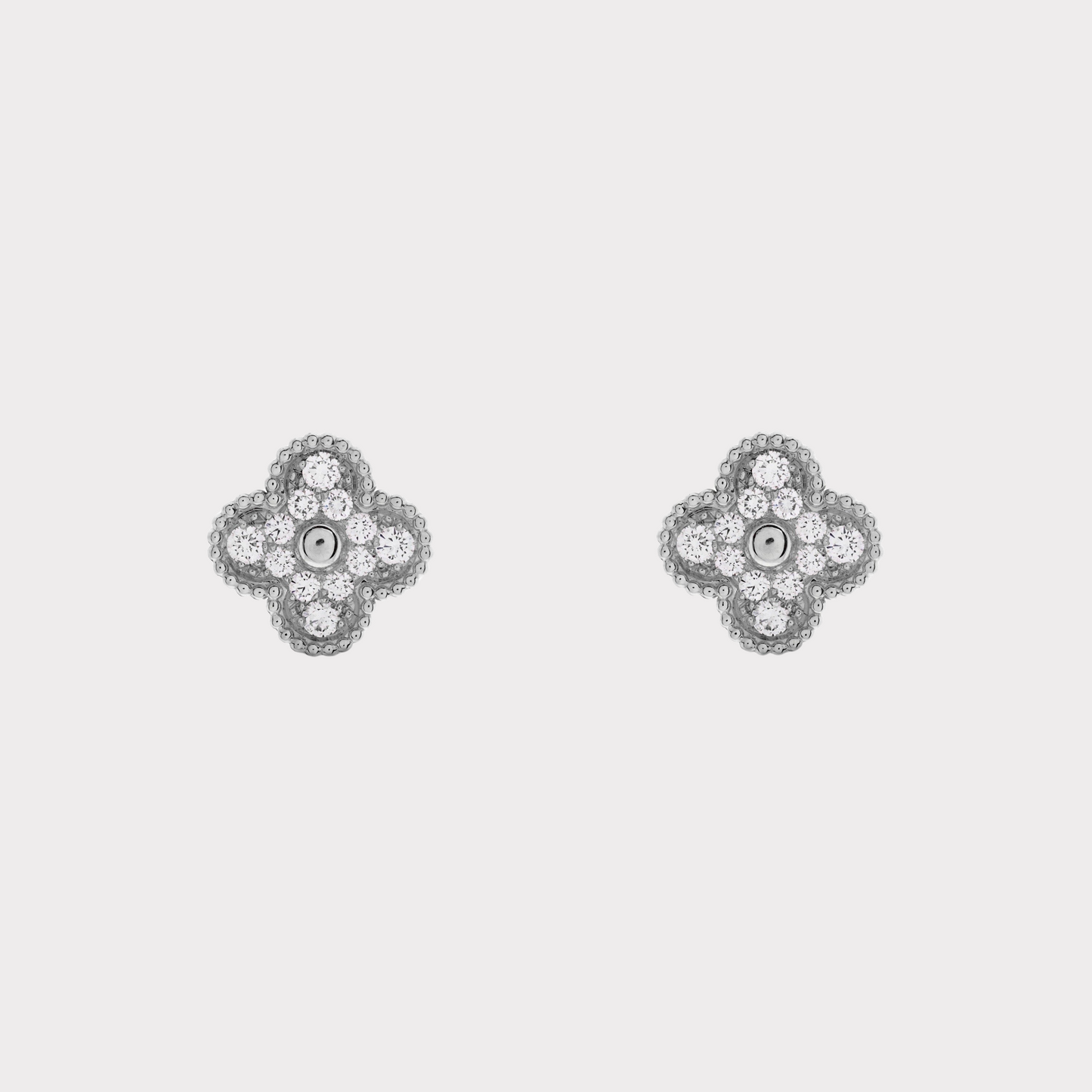 Silber | Kleeblatt-Diamant-Ohrringe