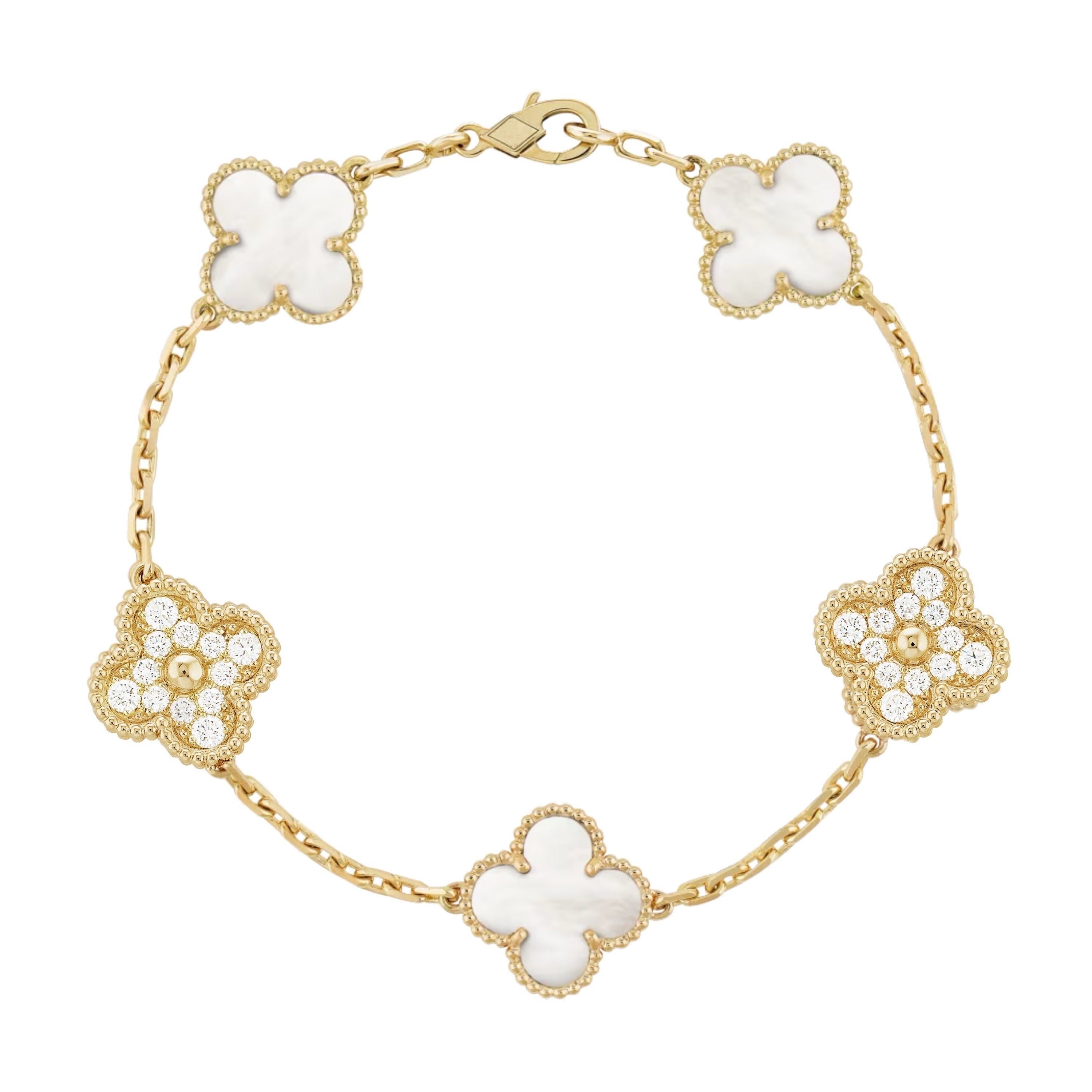 Deluxe Clover Bracelet | White Gold