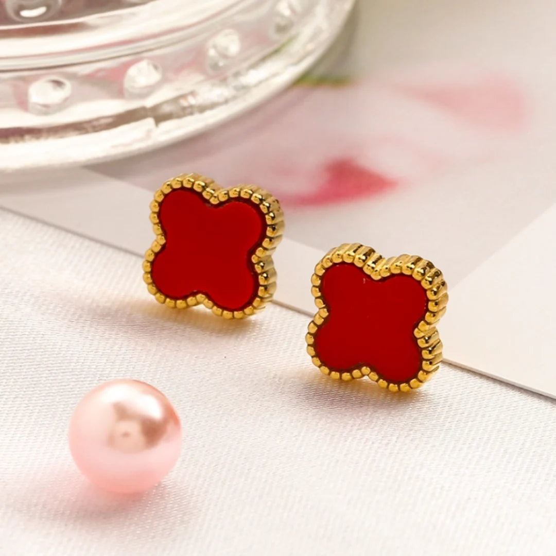 Clover Earrings | Red Gold