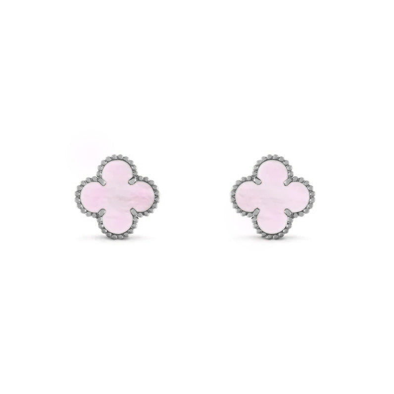 Clover Earrings | Silver Pink