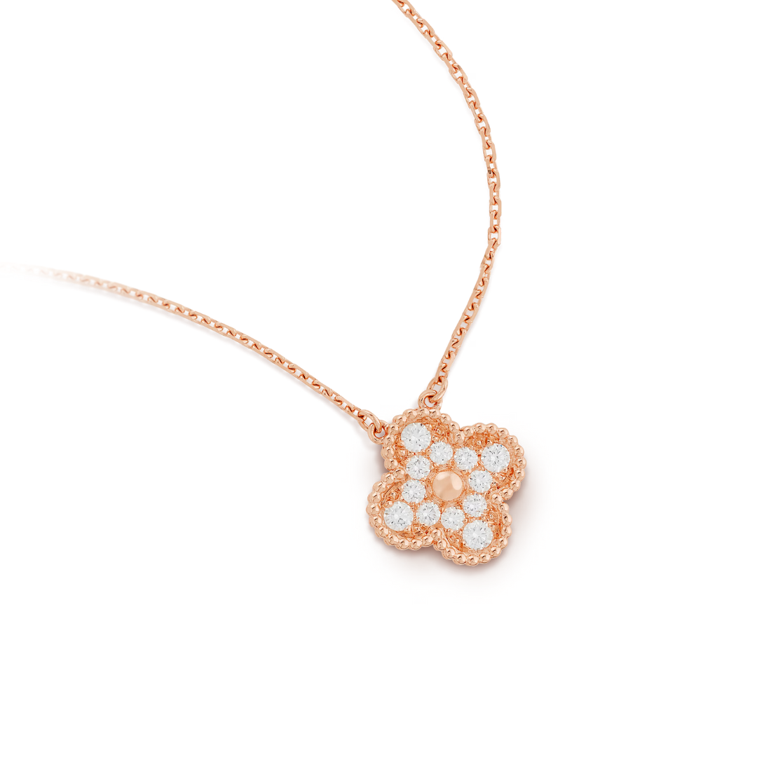 Clover Diamond Necklace | Rose Gold