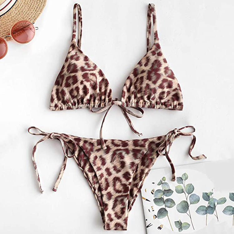 BEAUCLO | Orange Snack Print V-Neck Bikini