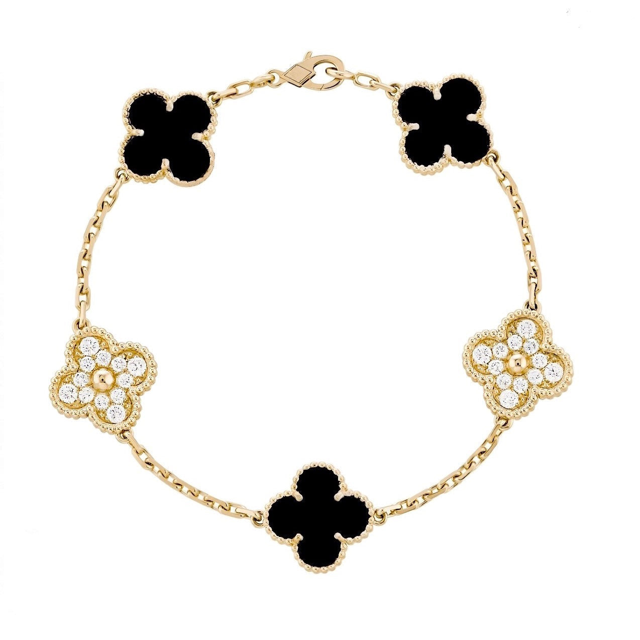 Deluxe Clover Bracelet Golden Black | Gold Black