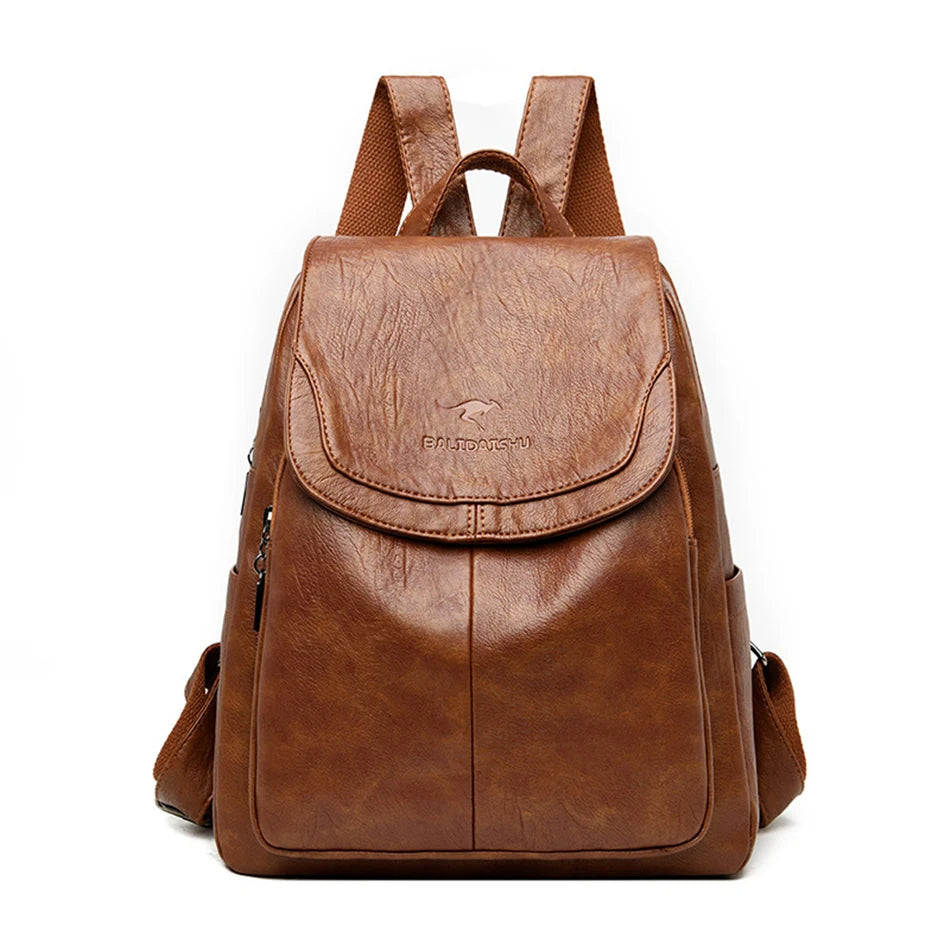 Nyah - Leather anti-theft backpack