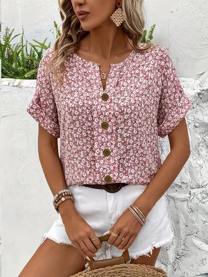 Daphne - Floral Button-Up Blouse