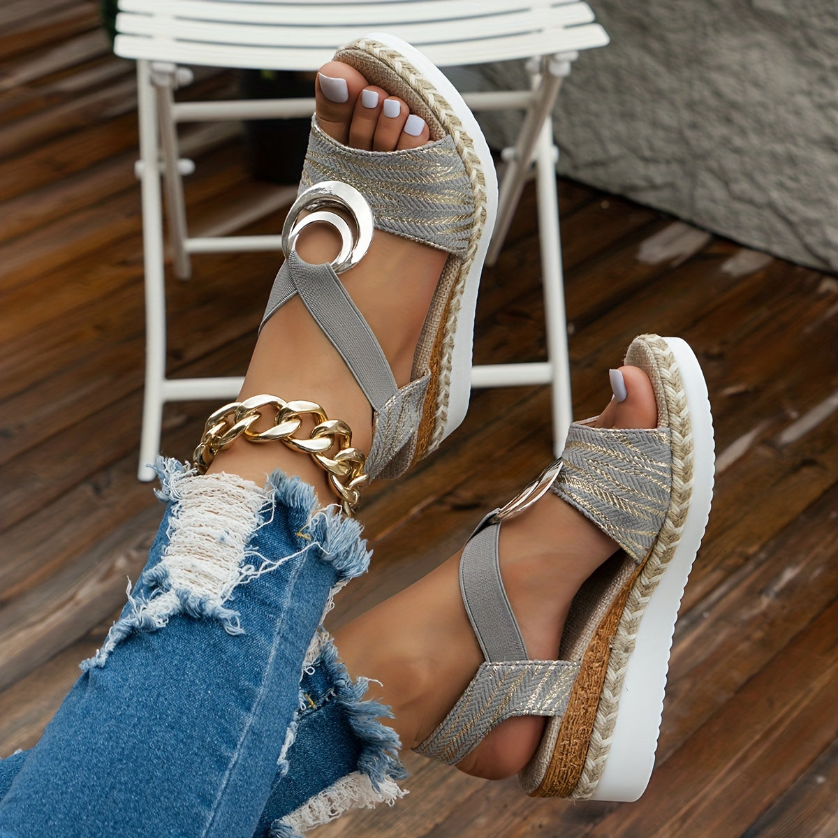 Aube - Elegant Platform Wedge Sandals