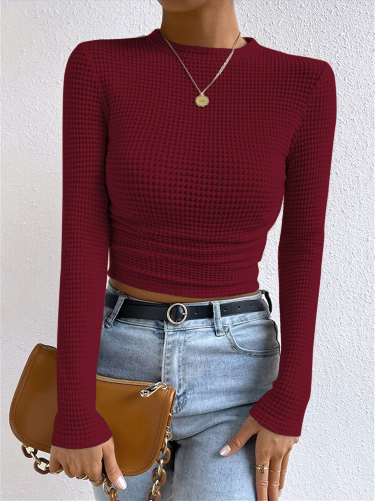 ELEGANTE | Waffle-Knit Slim Sweater