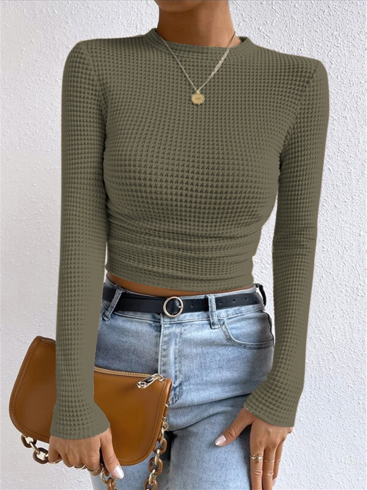 ELEGANTE | Waffle-Knit Slim Sweater