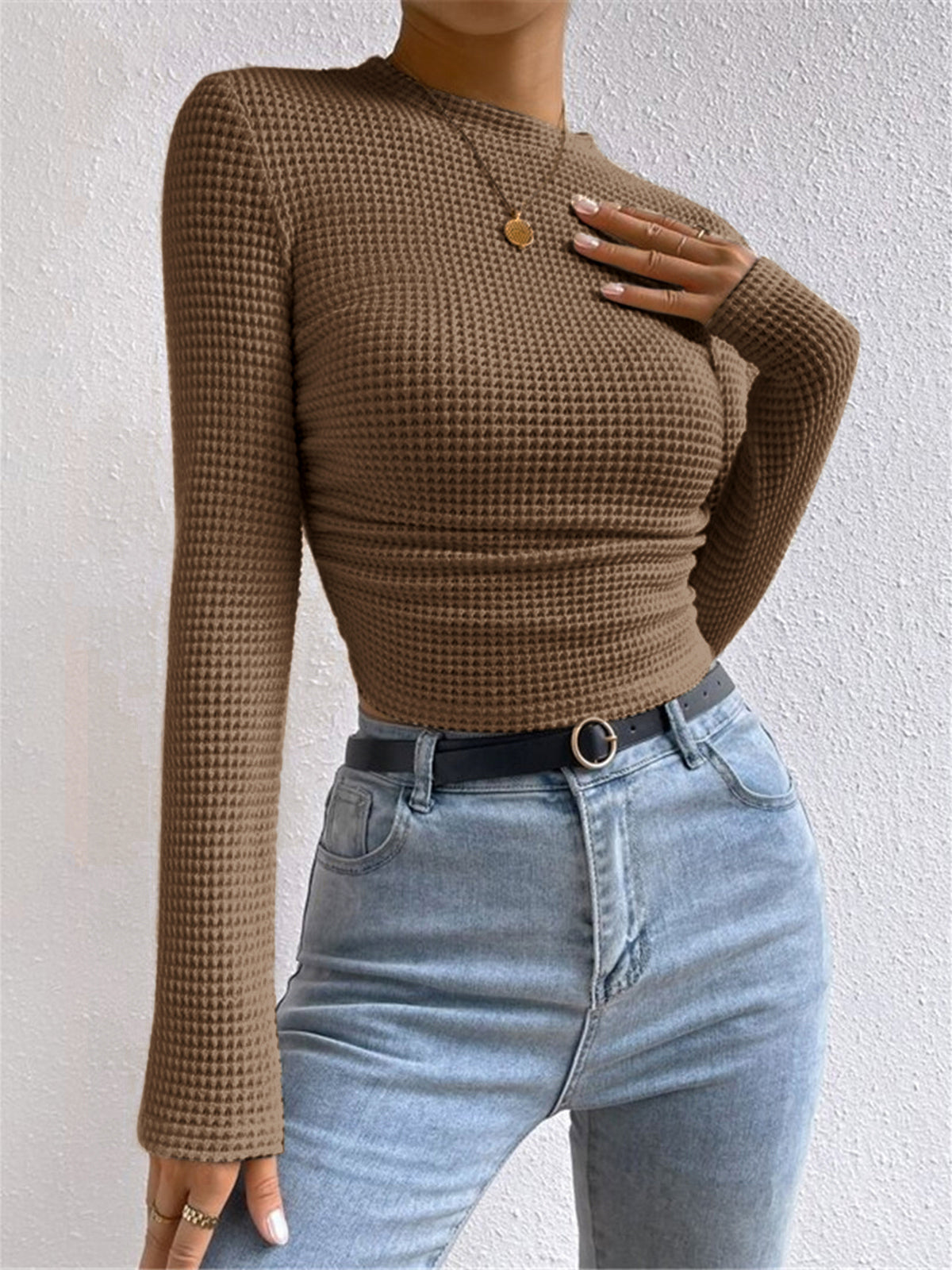 ELEGANTE | Waffle-Knit Slim Sweater