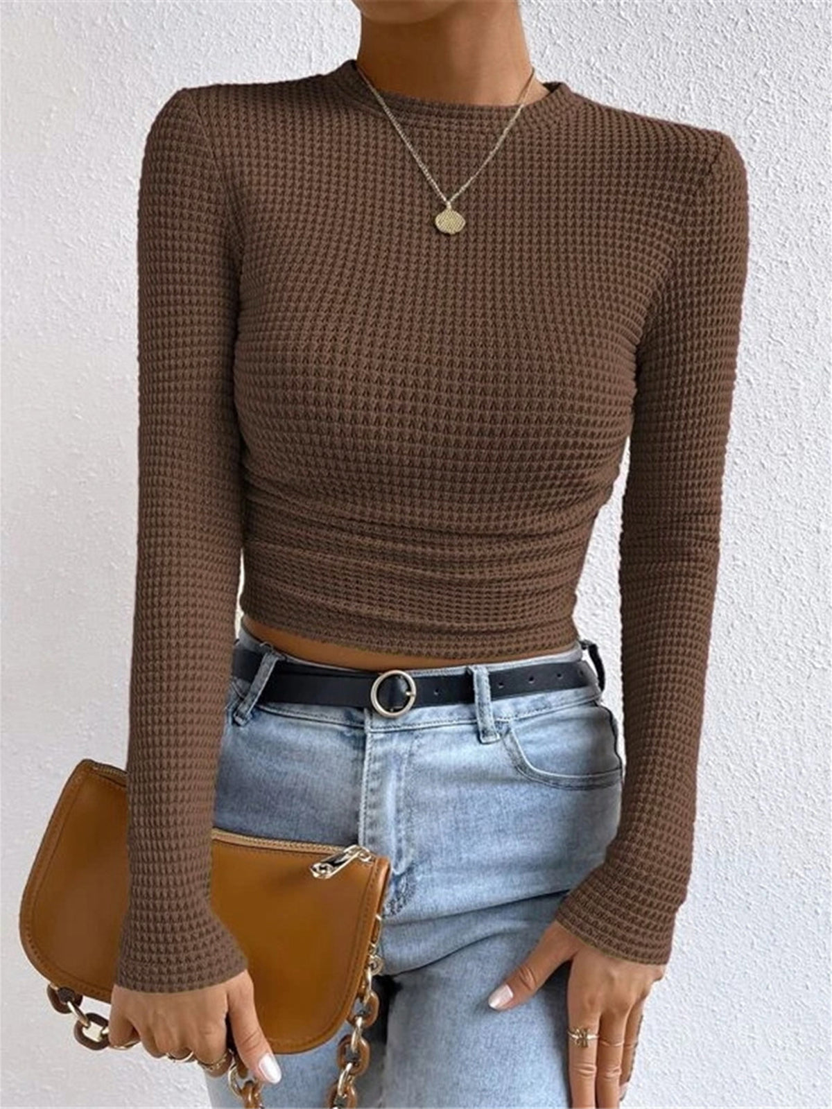 ELEGANTE | Waffle-Knit Slim Sweater