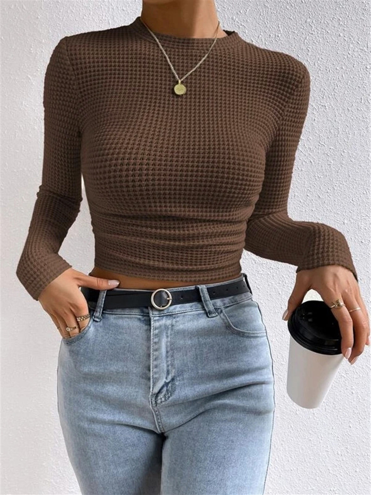 ELEGANTE | Waffle-Knit Slim Sweater