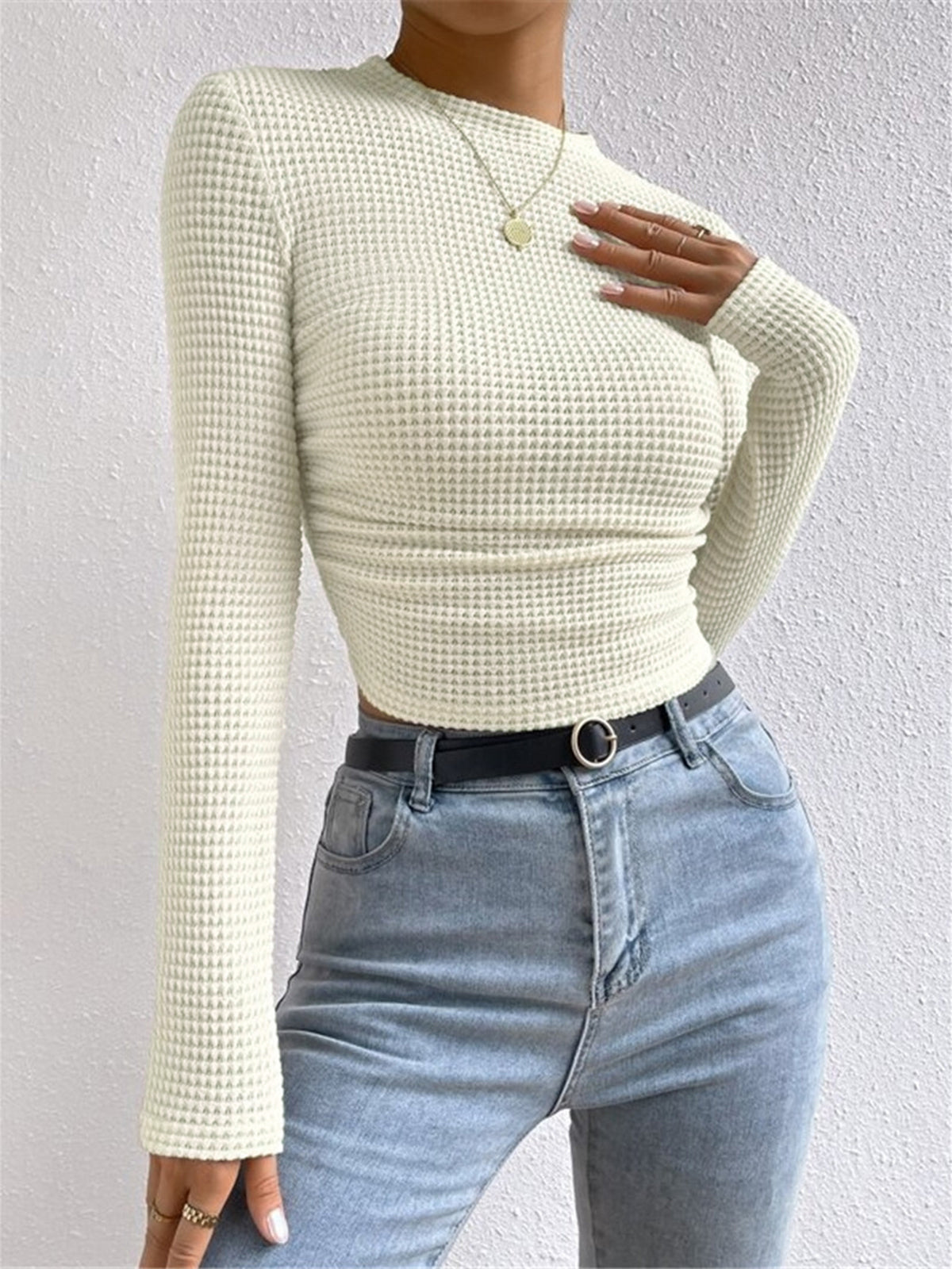 ELEGANTE | Waffle-Knit Slim Sweater