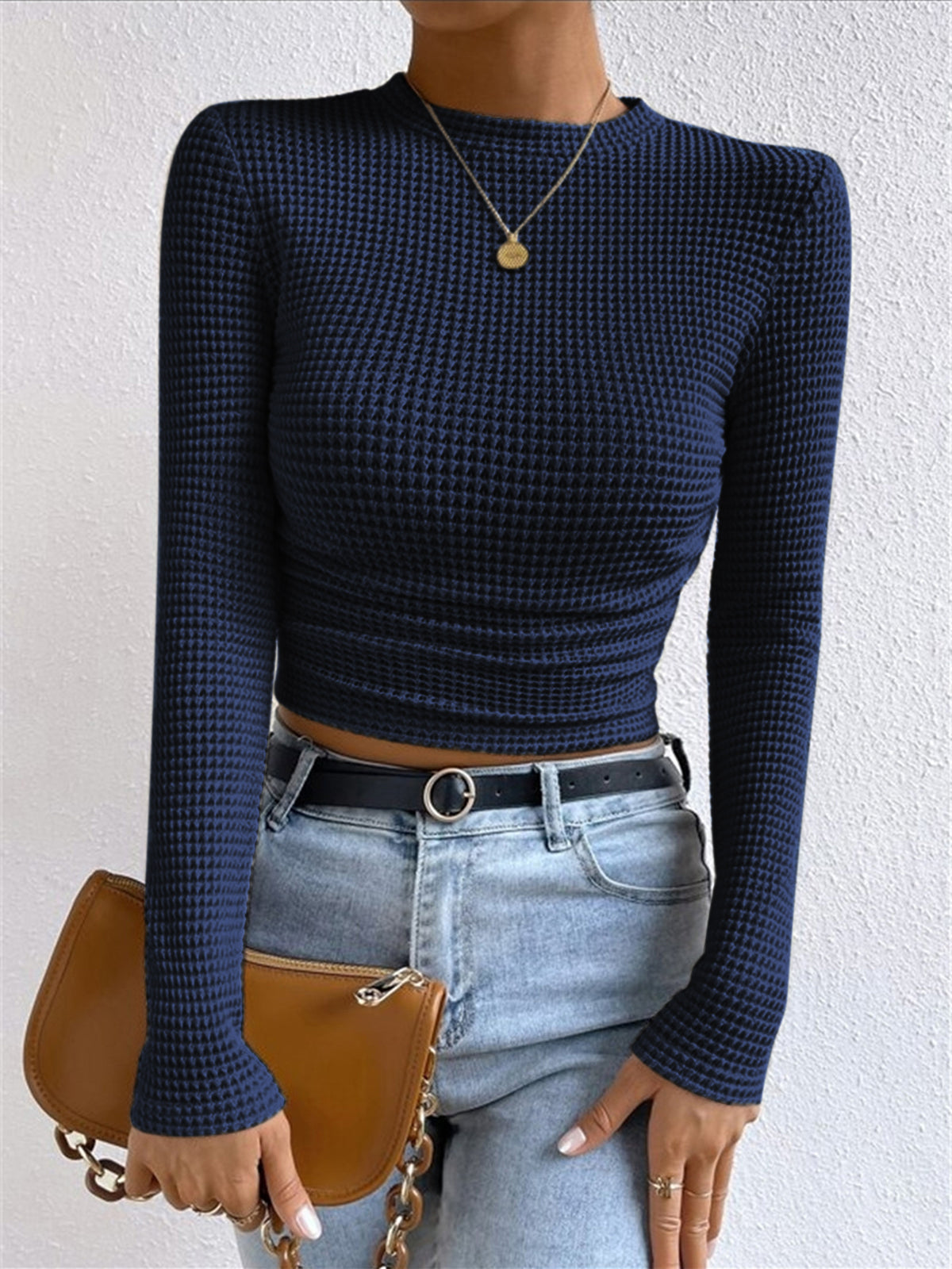 ELEGANTE | Waffle-Knit Slim Sweater