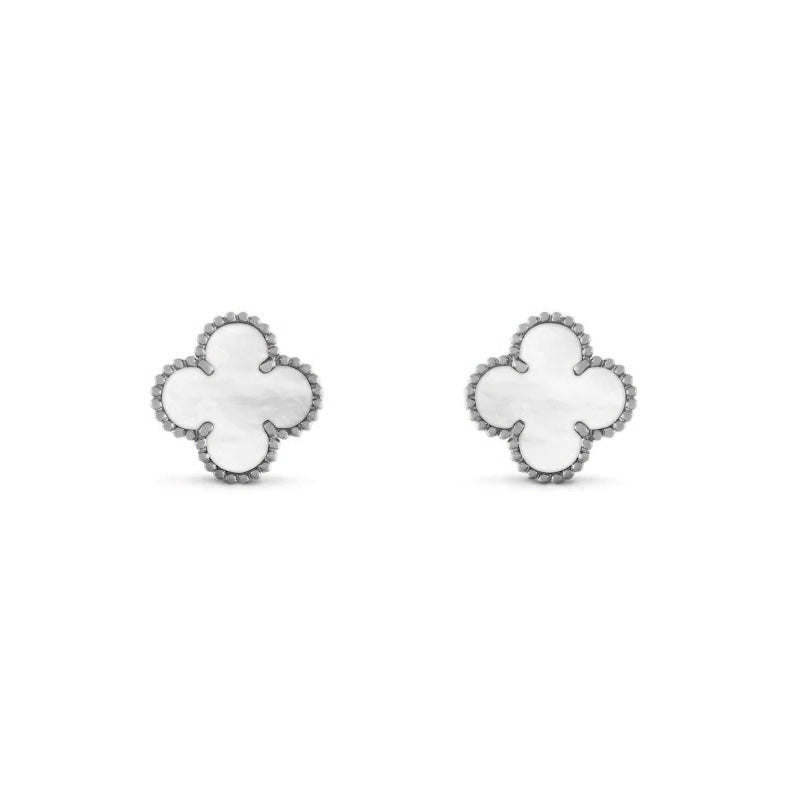 Clover Earrings | Silver White