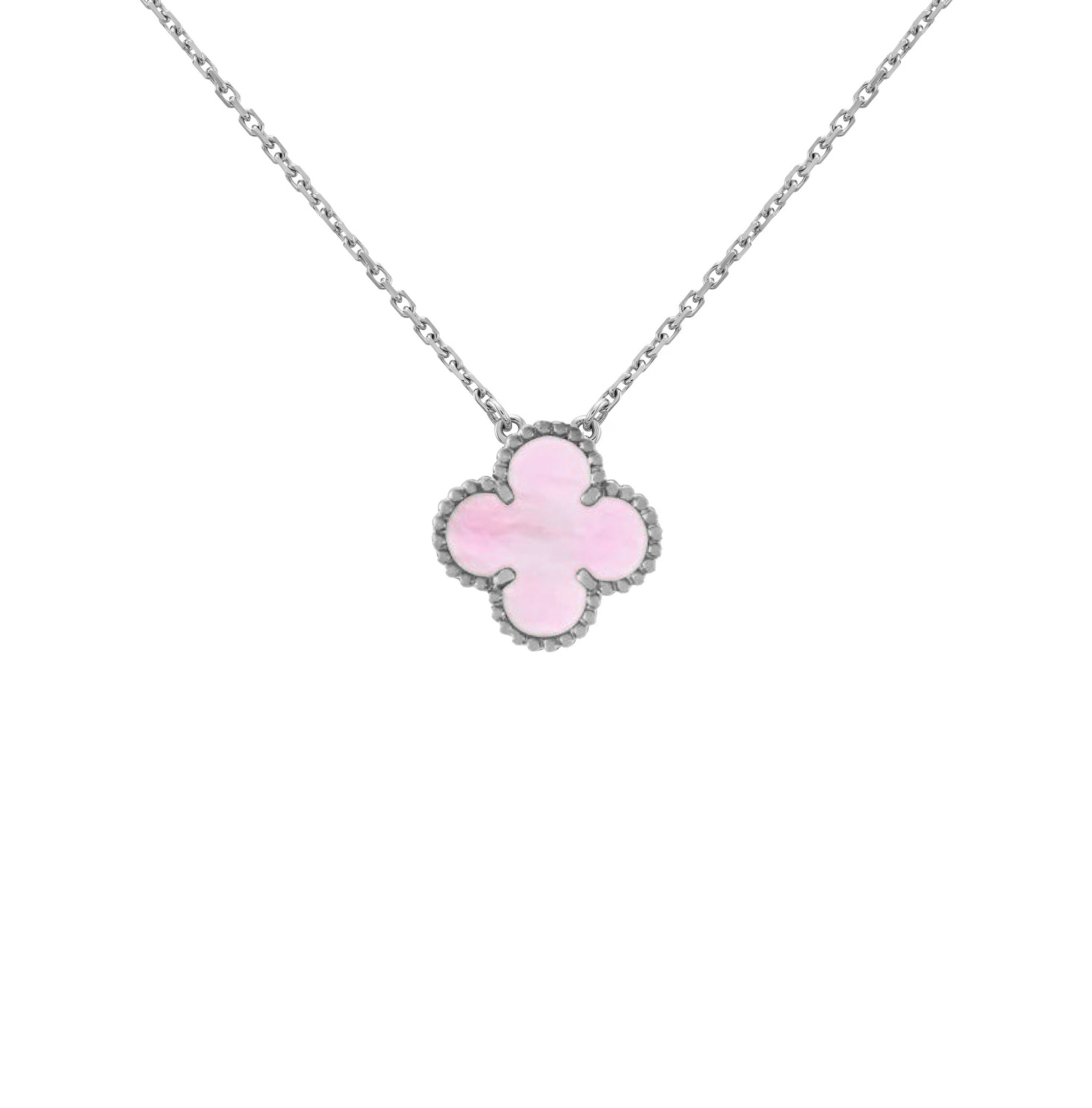 Clover Necklace | Pink Silver