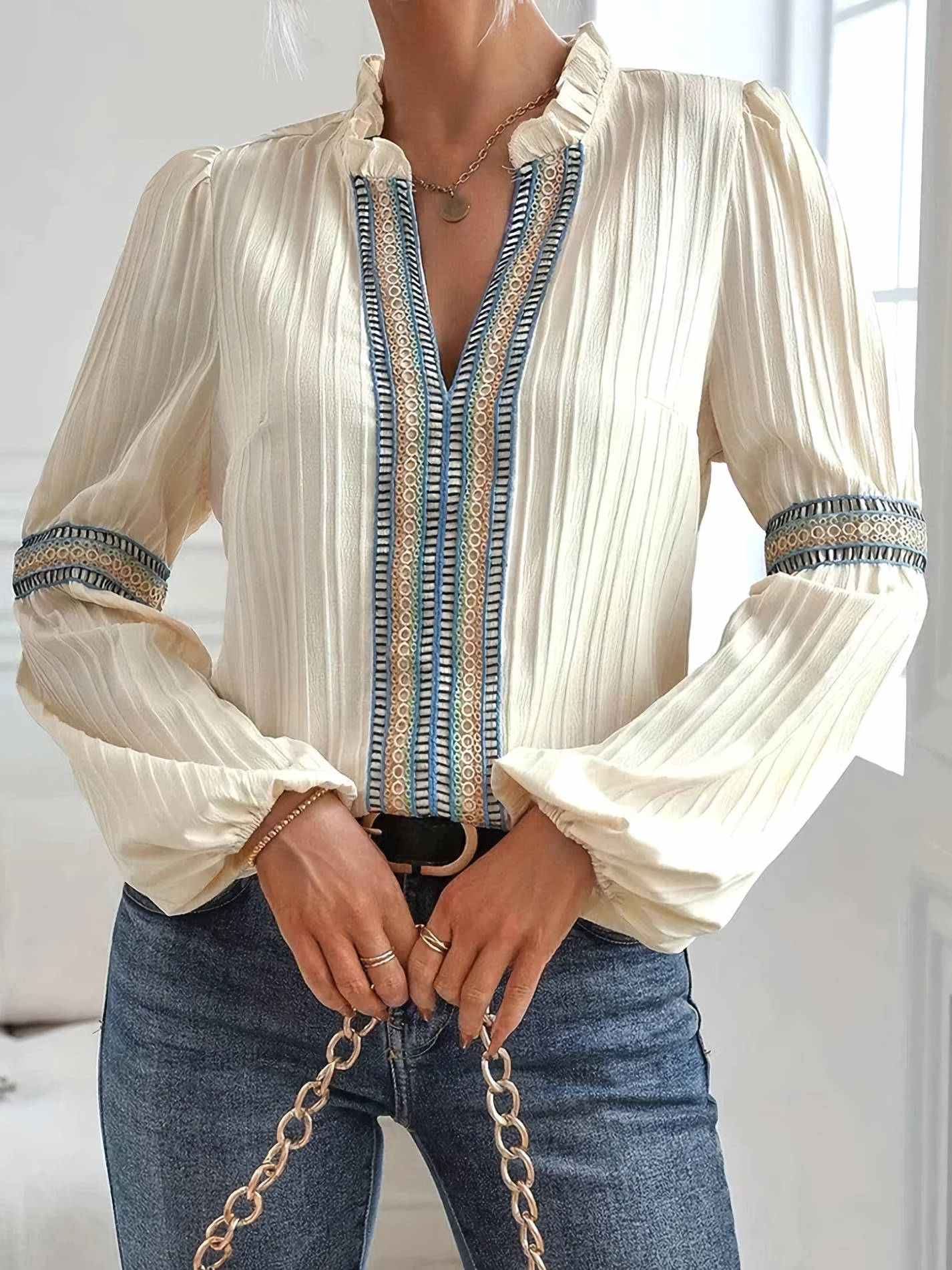 Nora - Stunning V-Neck Blouse