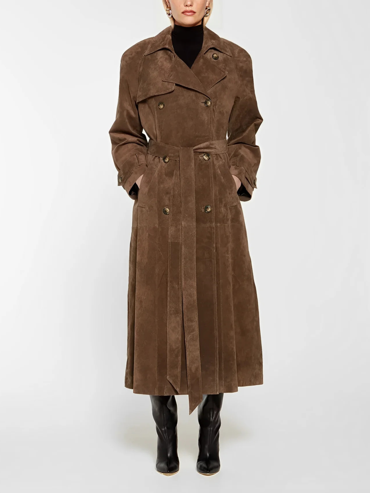 EFLOW - Luxurious Suede Trench Coat