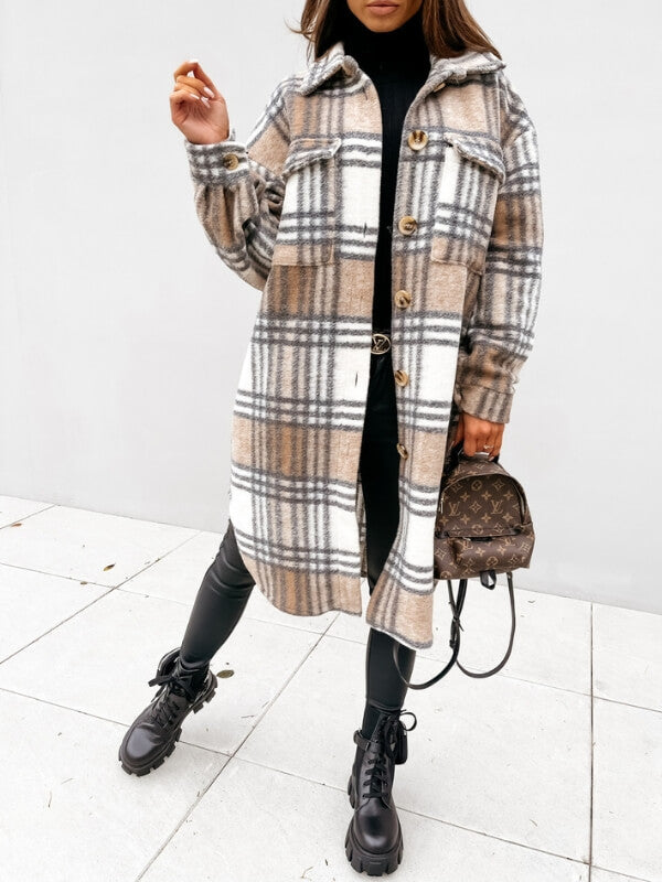 Faye - Timeless Plaid Longline Jacket