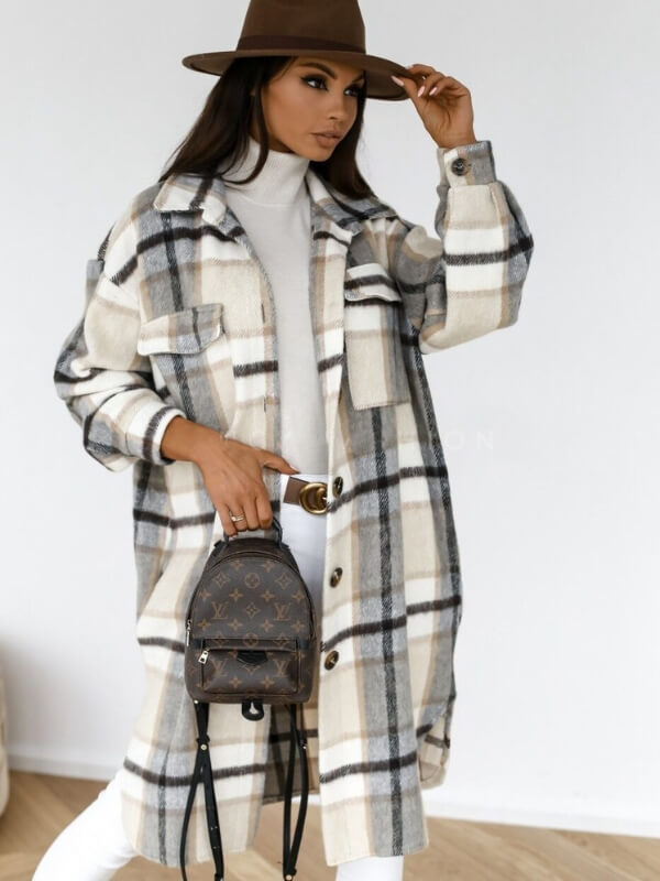 Faye - Timeless Plaid Longline Jacket