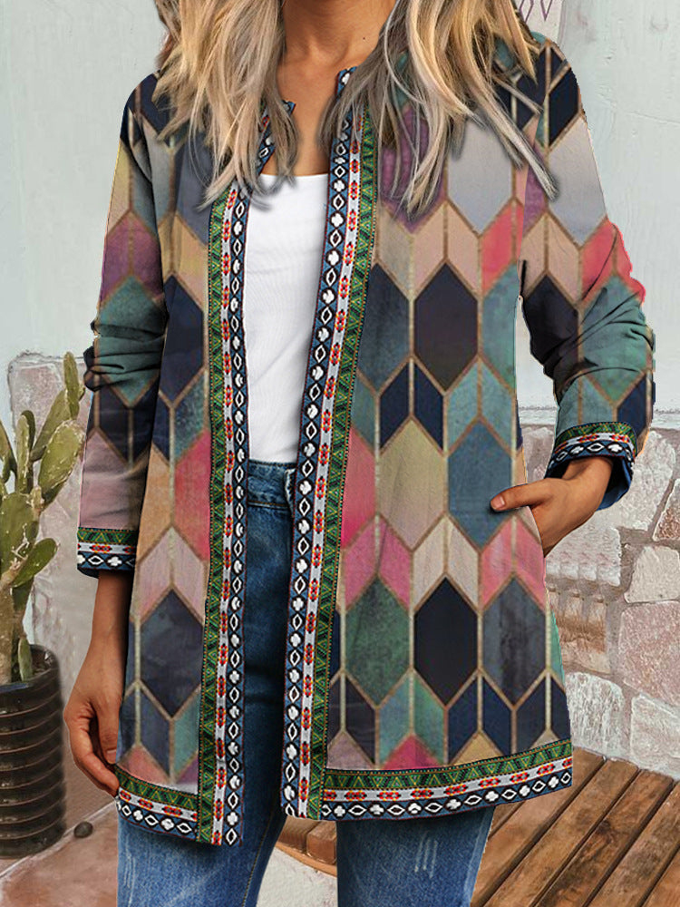 Zoe - Retro Style Printed Cardigan