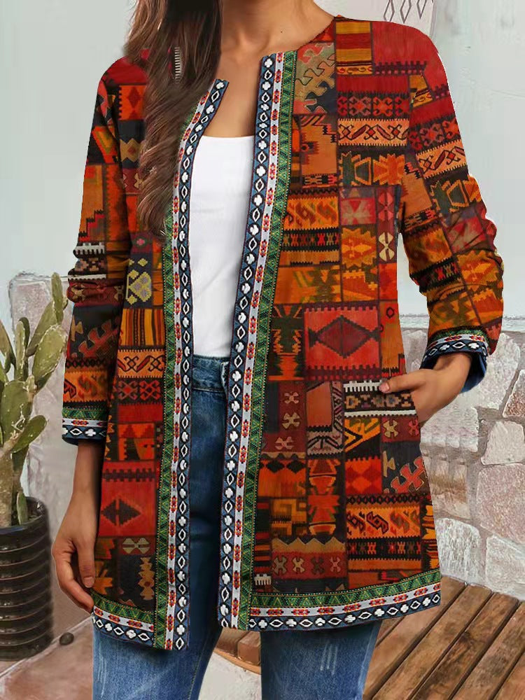 Zoe - Retro Style Printed Cardigan