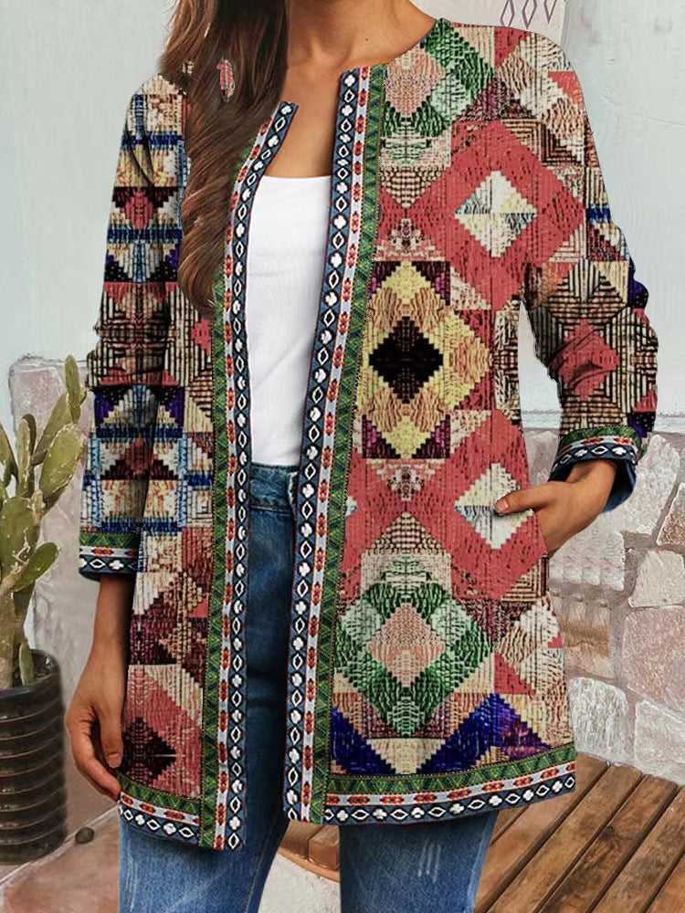 Mia - Retro Style Printed Cardigan