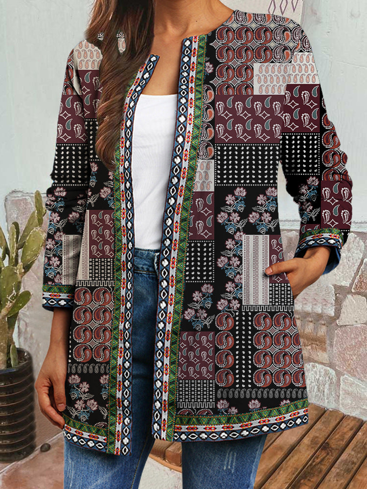 Eliani - Retro Style Printed Cardigan