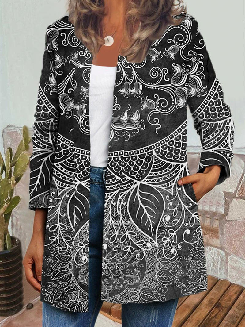 Galindra - Retro Style Printed Cardigan