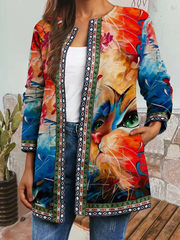 Emliy Retro Style Printed Cardigan