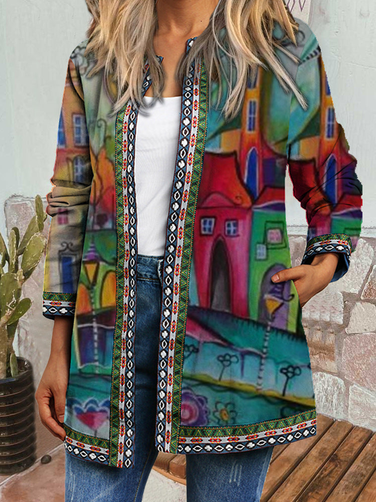 Mia - Retro Style Printed Cardigan