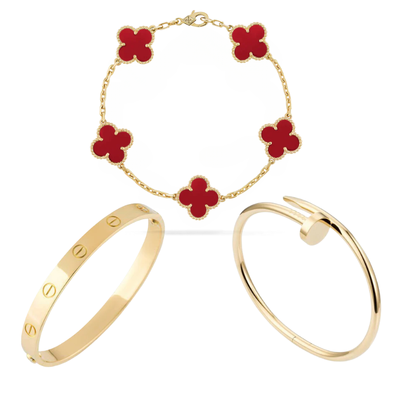 Gold Red | Stackable Bracelet Set