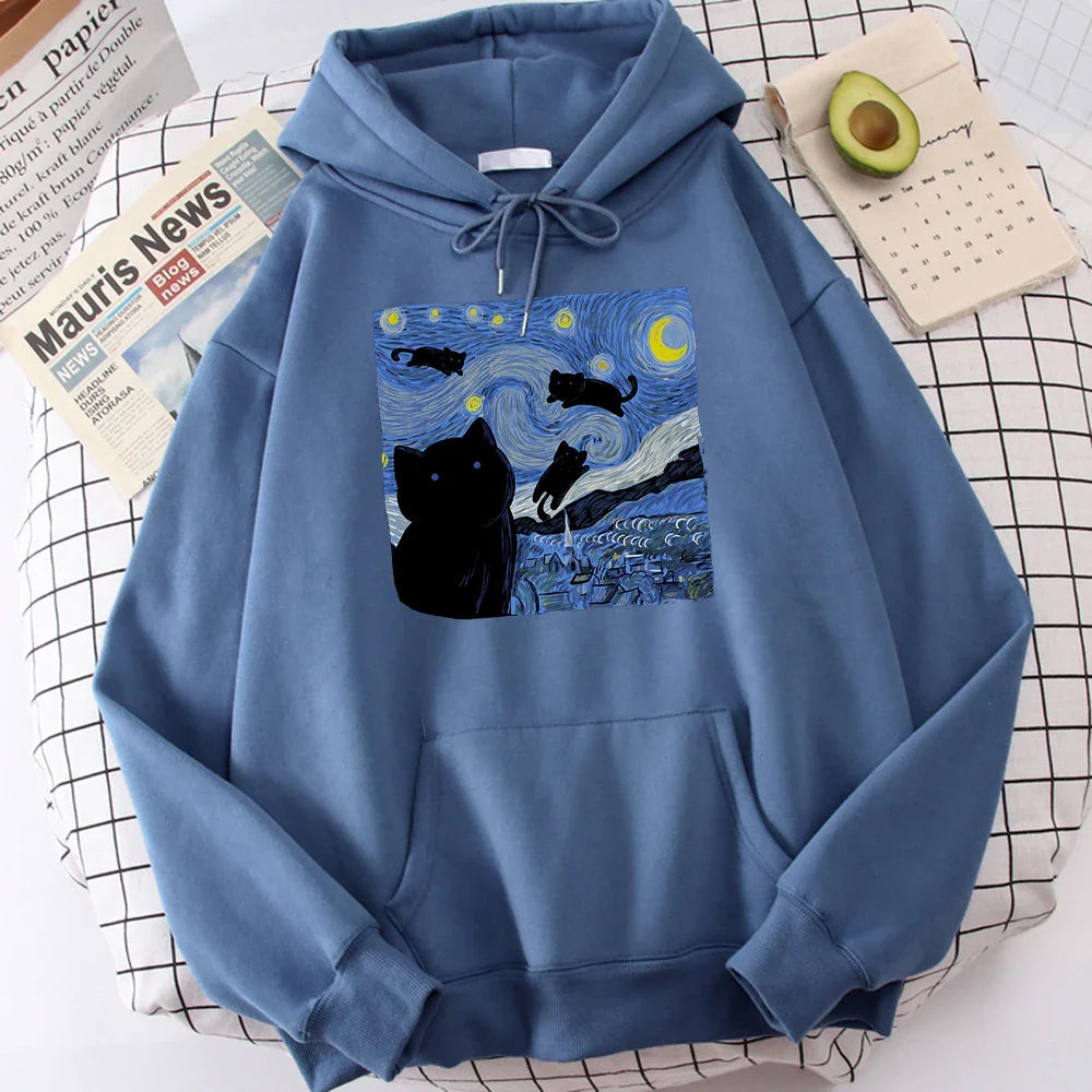 Starry Night Cat Hoodie