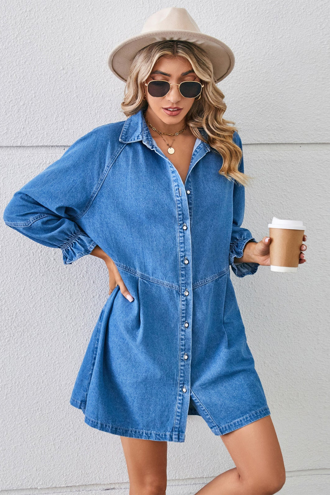 DREAM | Puff Sleeve Denim Dress