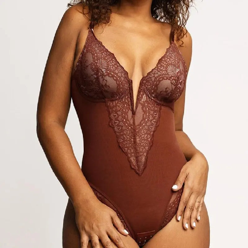 Sarah - Shapewear Bodysuit With Deep V-Neck