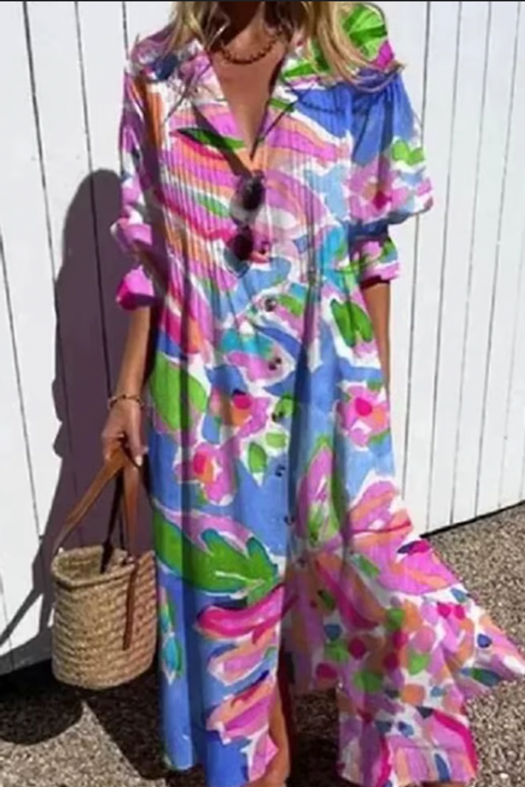 CAROLINE | Flowing Floral Maxi Dress