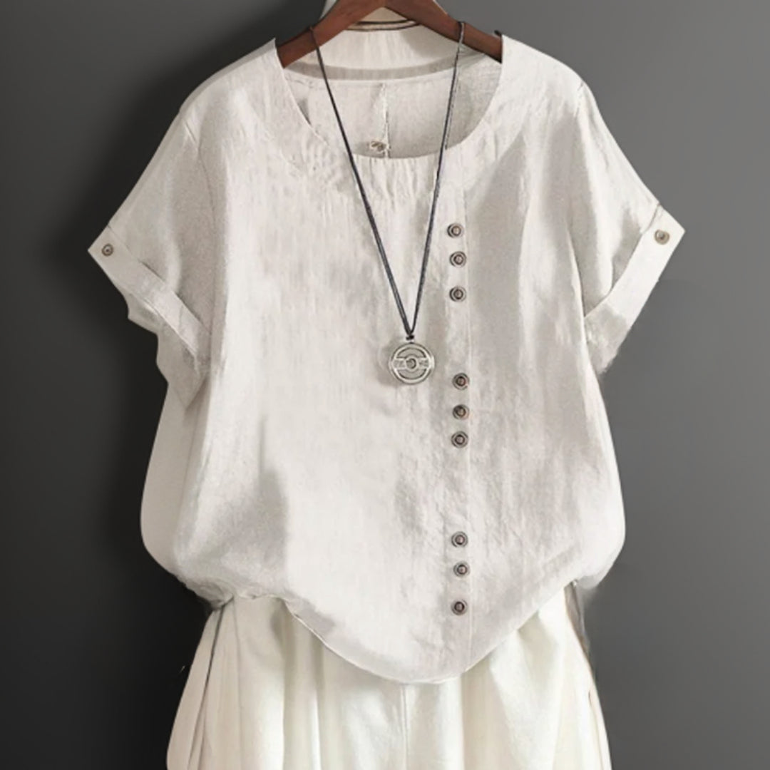 Joline - T-shirt with round neckline and buttons