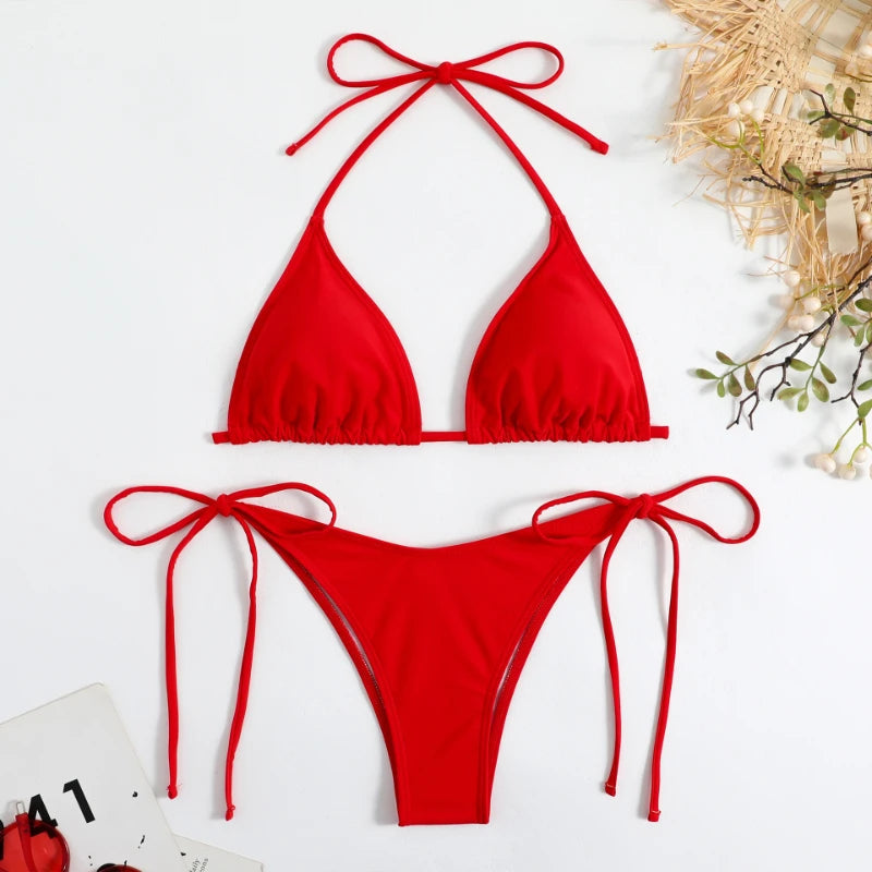 BEAUCLO | Rose Adjustable Strap Minimal Bikini