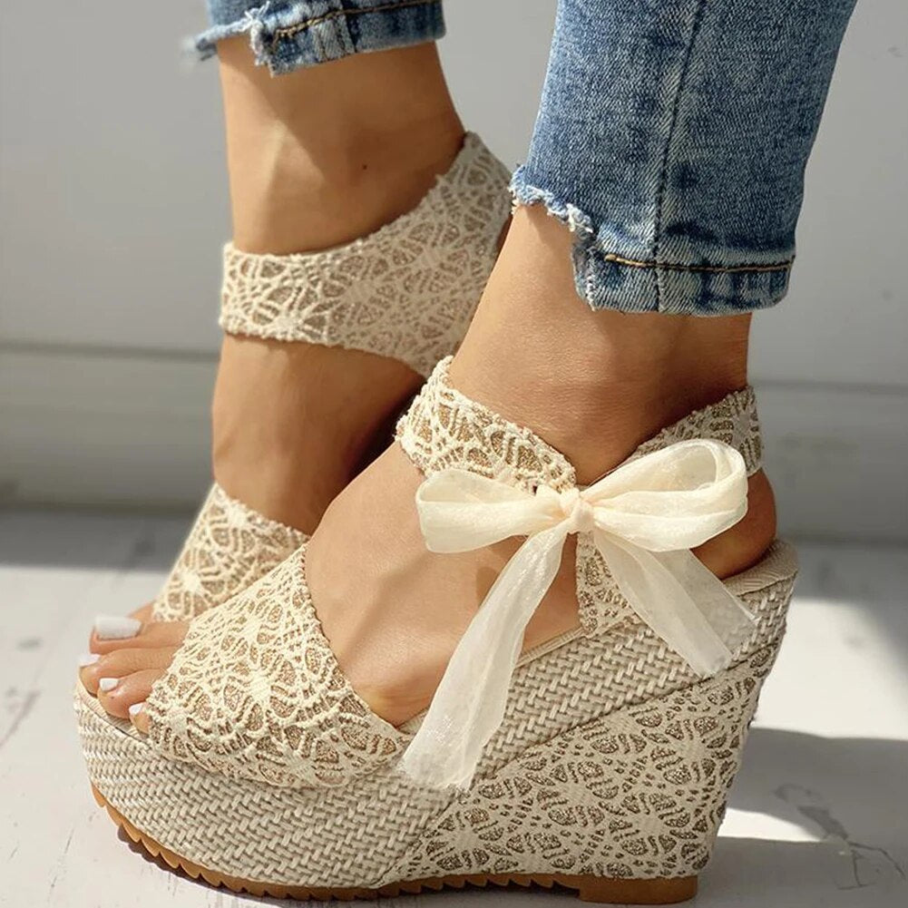 Dalina - Lace Bow Sandals