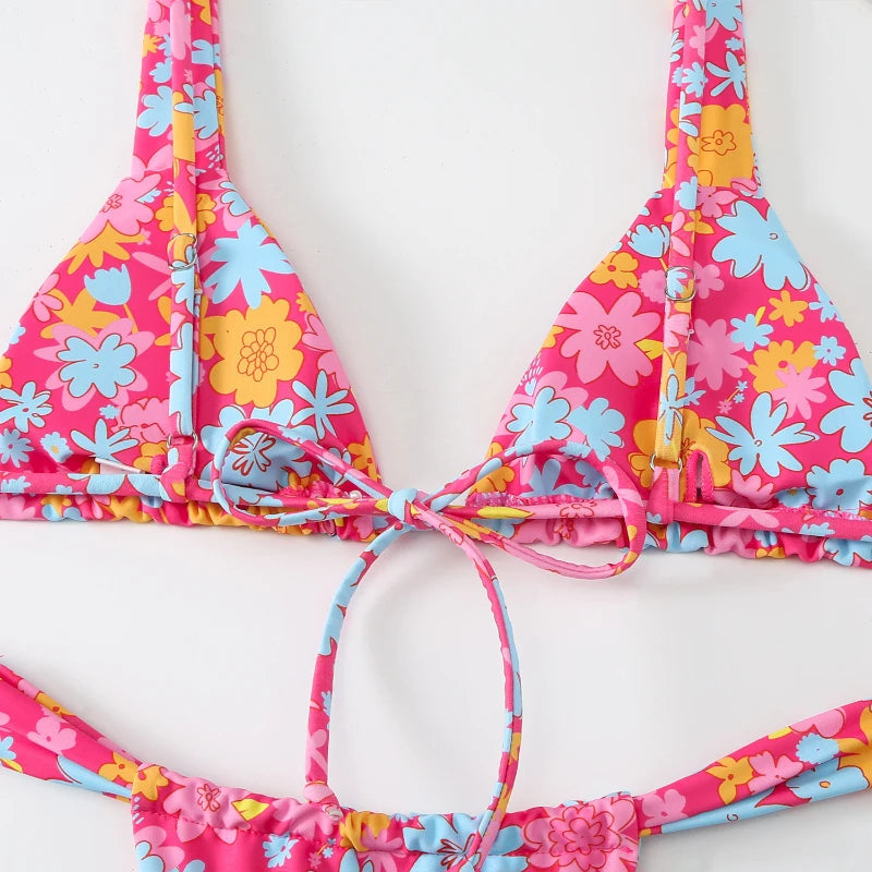 BEAUCLO | Blue Floral Low-Waist Soft Bikini