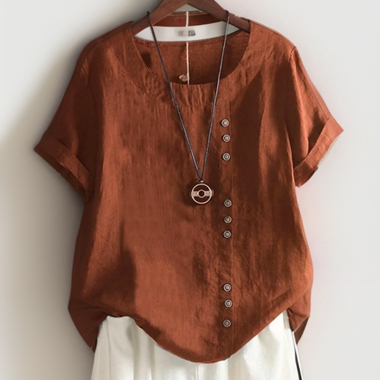 Joline - T-shirt with round neckline and buttons