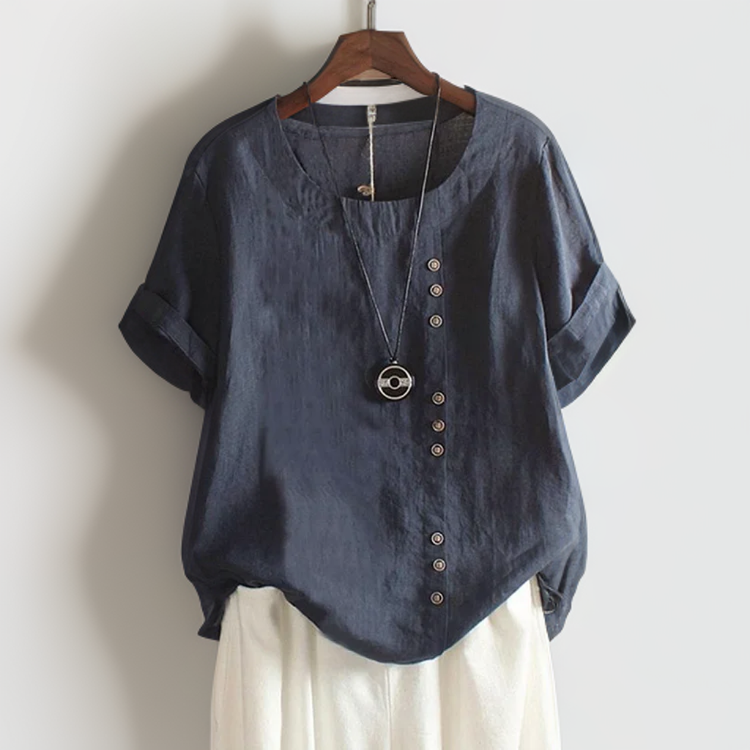 Joline - T-shirt with round neckline and buttons