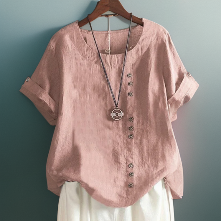 Joline - T-shirt with round neckline and buttons