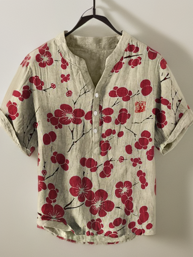 Lina - Japanese blouse with cherry flowers