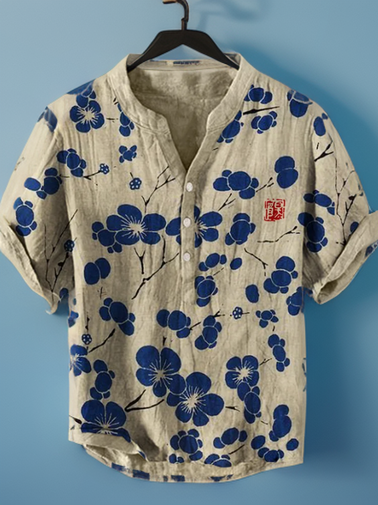 Lina - Japanese blouse with cherry flowers