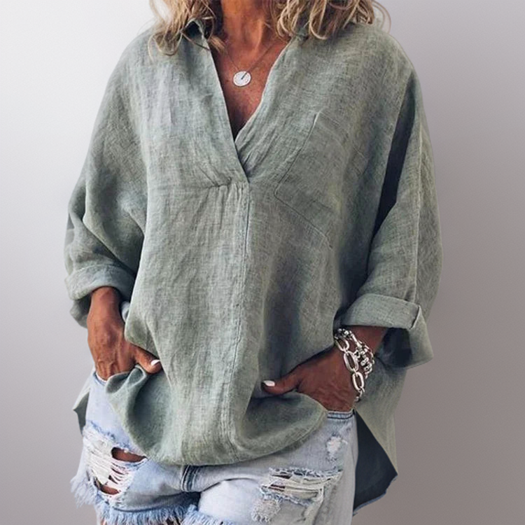 Lorie - Comfortable long sleeve shirt with V-neckline