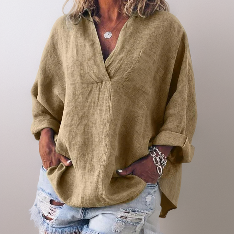 Lorie - Comfortable long sleeve shirt with V-neckline