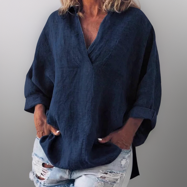 Lorie - Comfortable long sleeve shirt with V-neckline