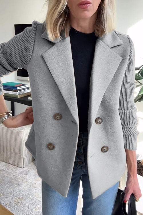 Lou - Patchwork Sleeve Casual Coat