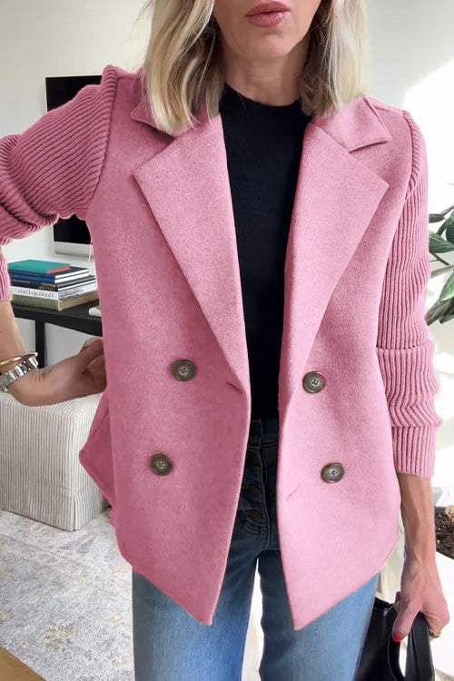 Lou - Patchwork Sleeve Casual Coat