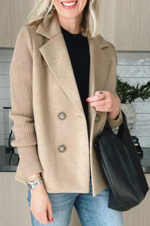 Lou - Patchwork Sleeve Casual Coat